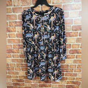 Loft peacock Print Long Sleeve Dress size 6P
